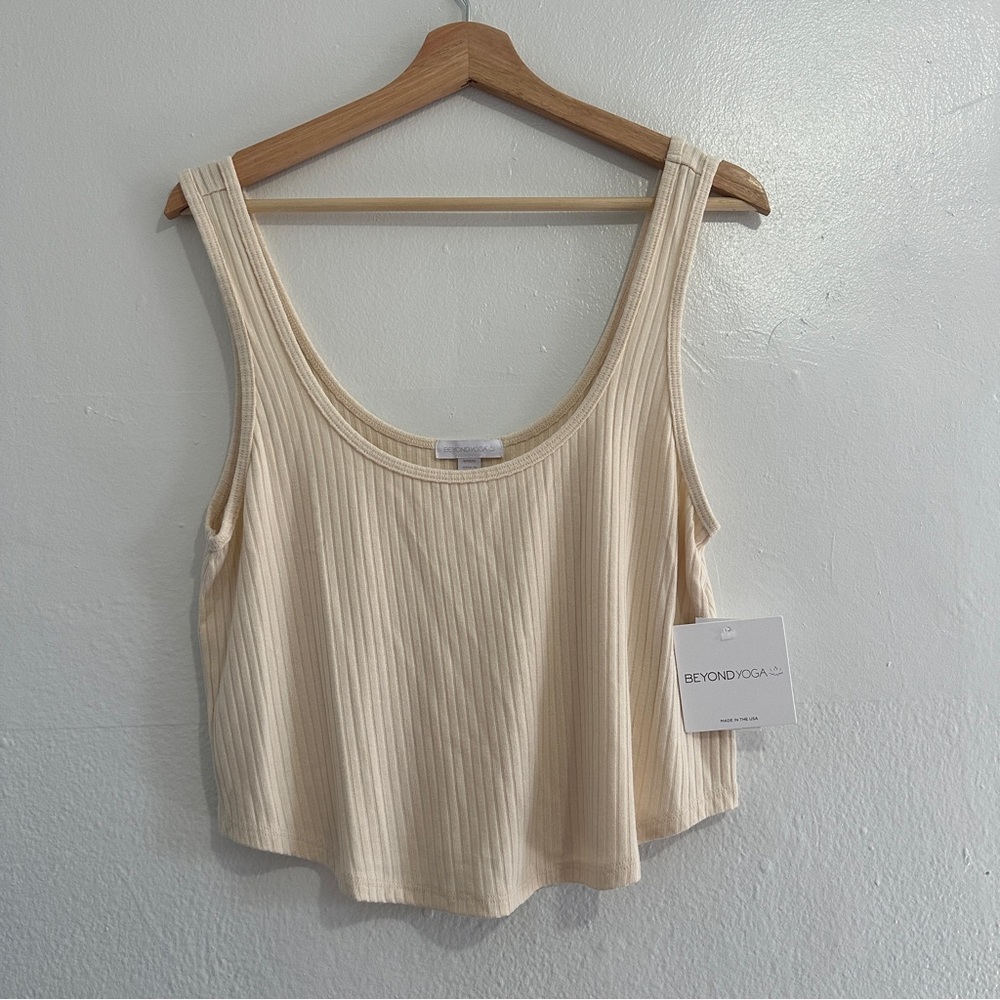 NWT Beyond Yoga Ivory Ribbed Tank Top